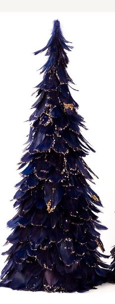 Feather Tree With Glitter Tips 24 inch --Navy/Gold Glitter