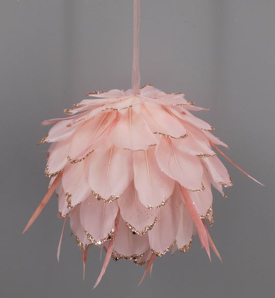 Ornament Ball Tipped With Glitter 6 inch --Champagne/Gold Glitter