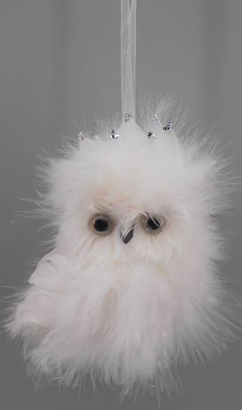 Owl Ornament 8 x 5 inch --White