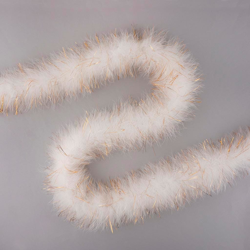 Marabou Boa Medium Weight With Lurex 2yd --White/Gold Lurex
