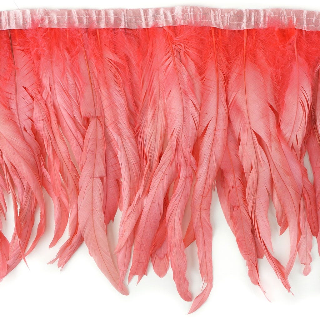Rooster Coque Fringe With Bias 10-12 inch   1yd Bolt --Coral