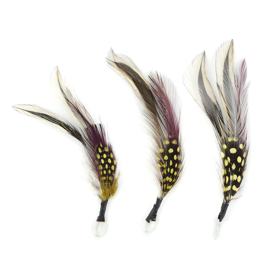 Guinea/Hackle Feather Pick 4 inch   3PC PKG --Natural