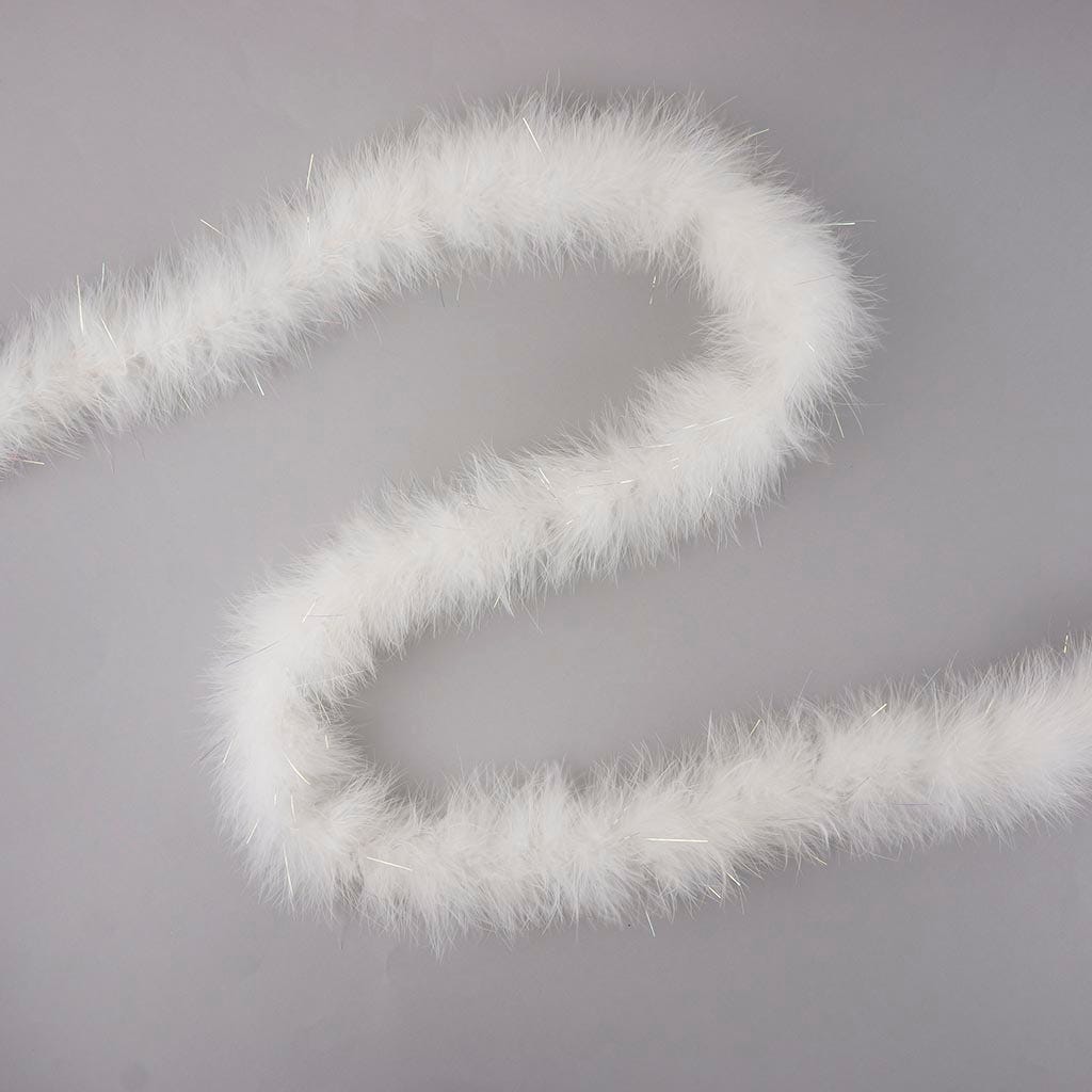 Marabou Boa Medium Weight With Lurex 2yd --White/Opal Lurex