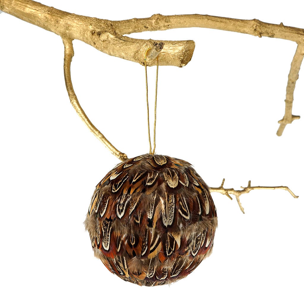 Ringneck Pheasant Almond Ornament 4 inch --Natural