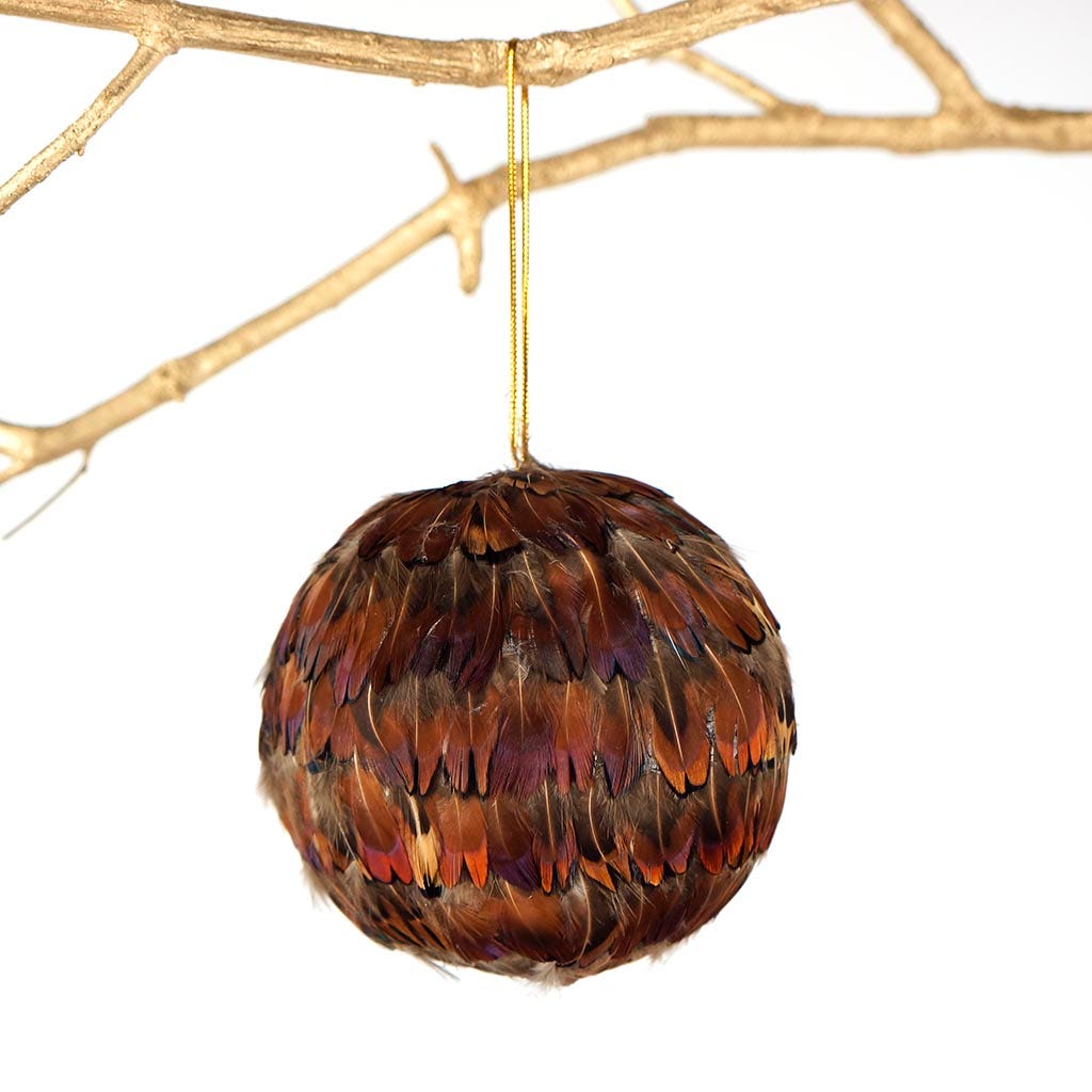 Ringneck Dark Heart Pheasant Ornament 4 inch --Natural