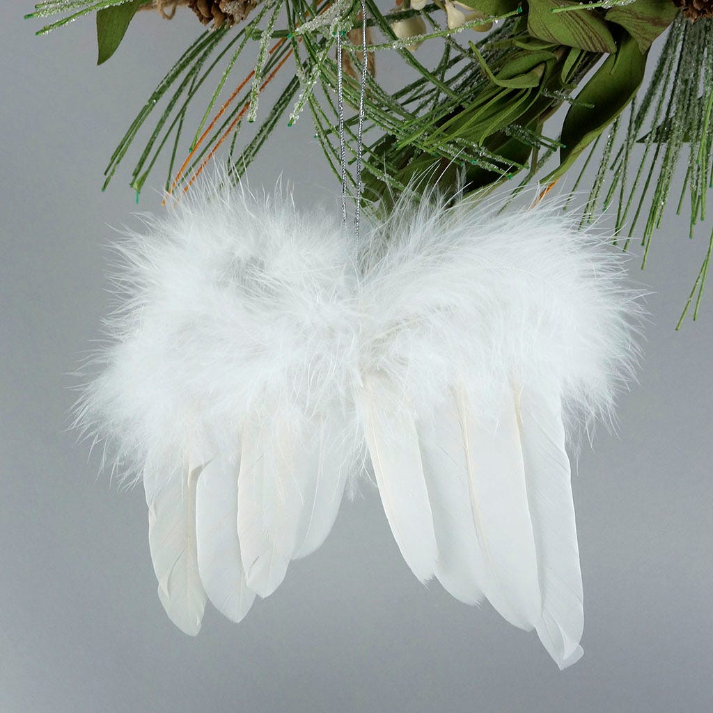Duck Cosse/Marabou Angel Ornament 5 inch --White