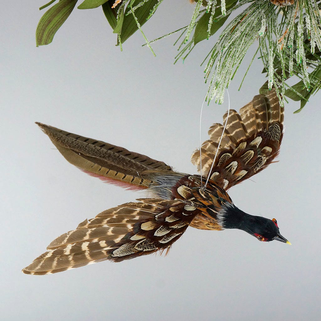 Mini Pheasant Bird Feather Ornament --Natural