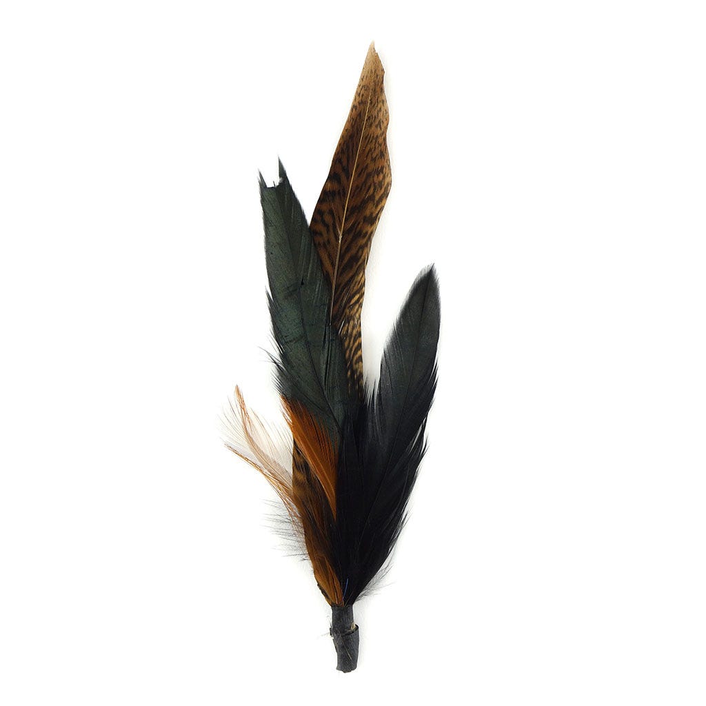 Pheasant/Rooster Hat Trim 7-8 inch   1PC PKG --Black/Natural