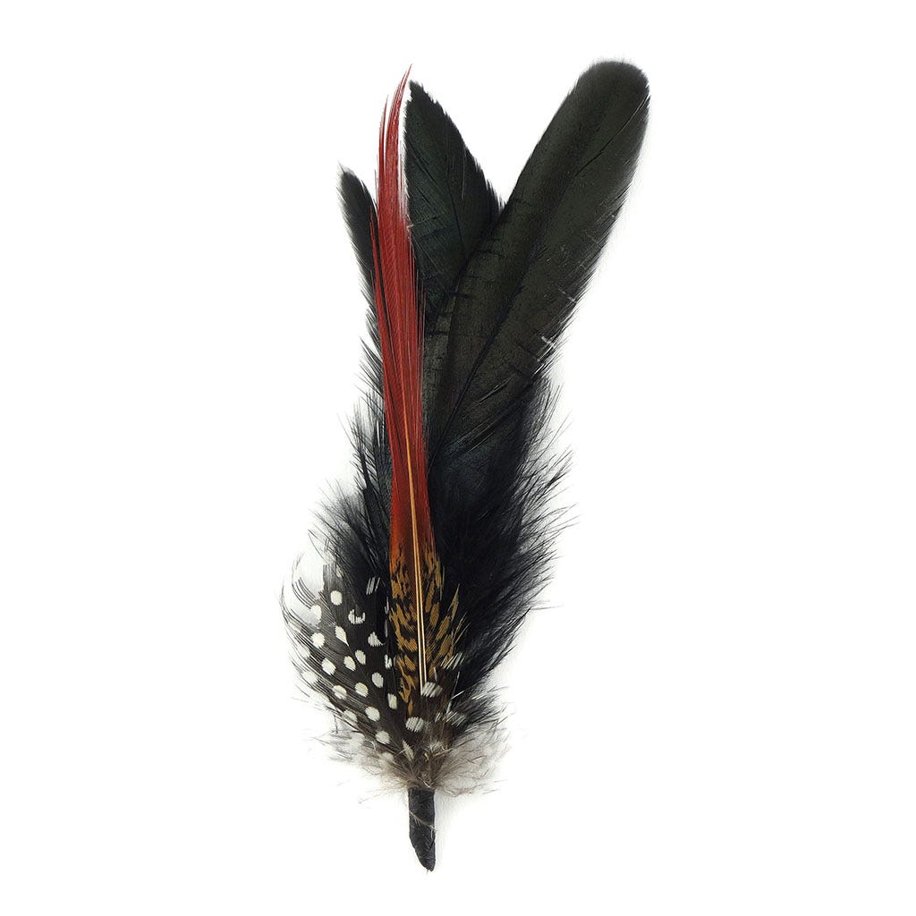 Rooster/Guinea/Pheasant Hat Trim 8-9 inch   1PC PKG --Black/Natural
