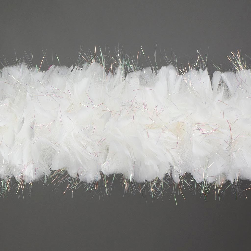 Turkey Boa With Lurex 8-10 inch Diameter   2yd --White W/Opal Lurex