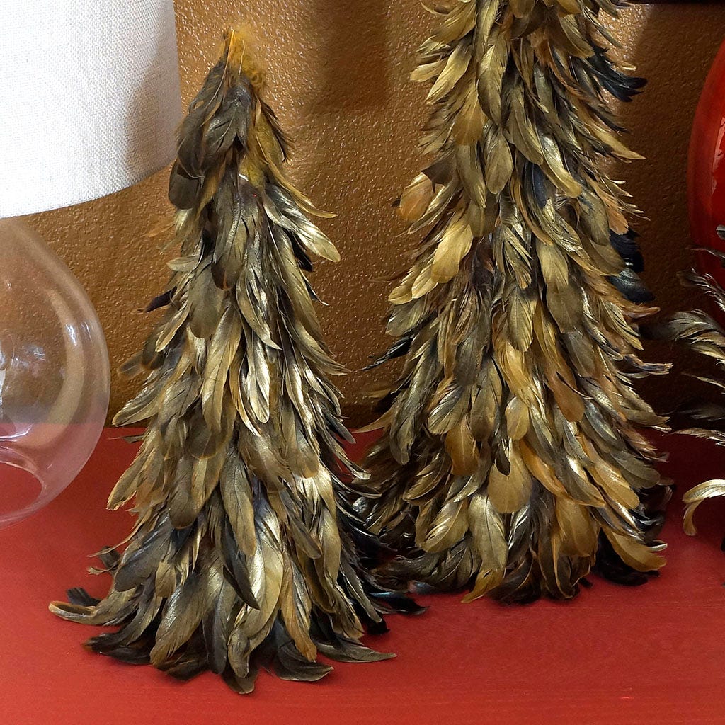 Gilded Metallic Gold Feather Tree 16 inch --Black/Gold Gilded