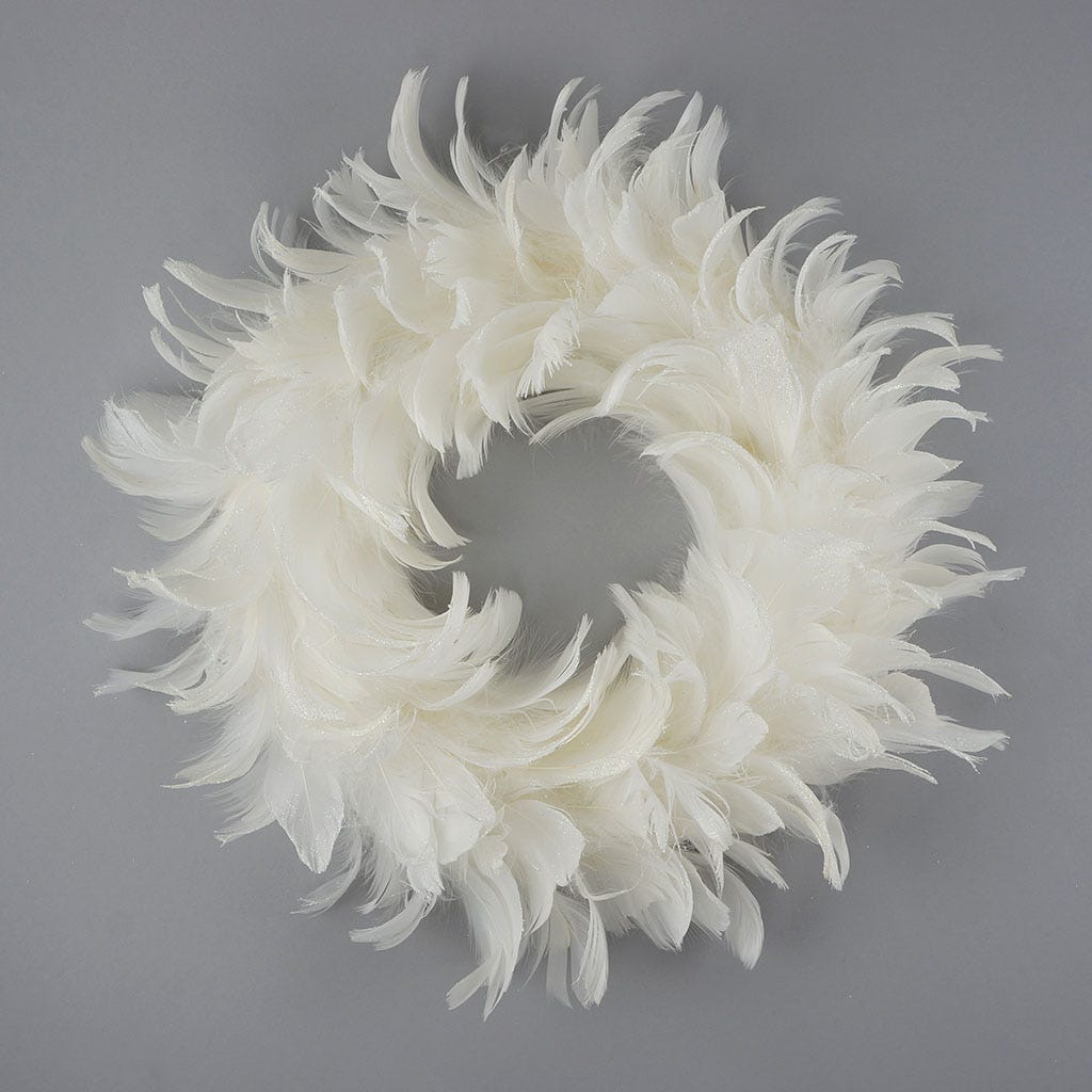 Goose Coquille Wreath 18 inch Diameter --White Tipped Opal Glitter