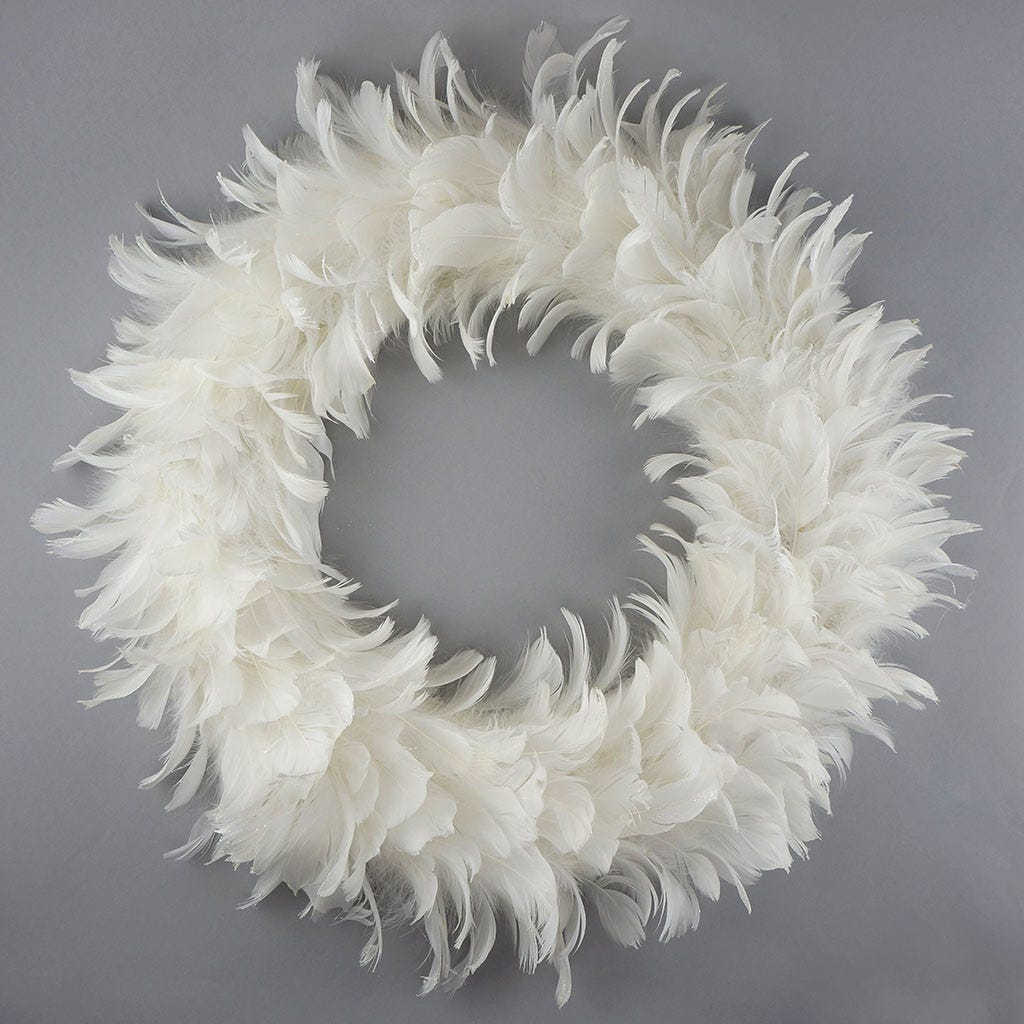 Goose Coquille Wreath 20 inch Diameter --White Tipped Opal Glitter