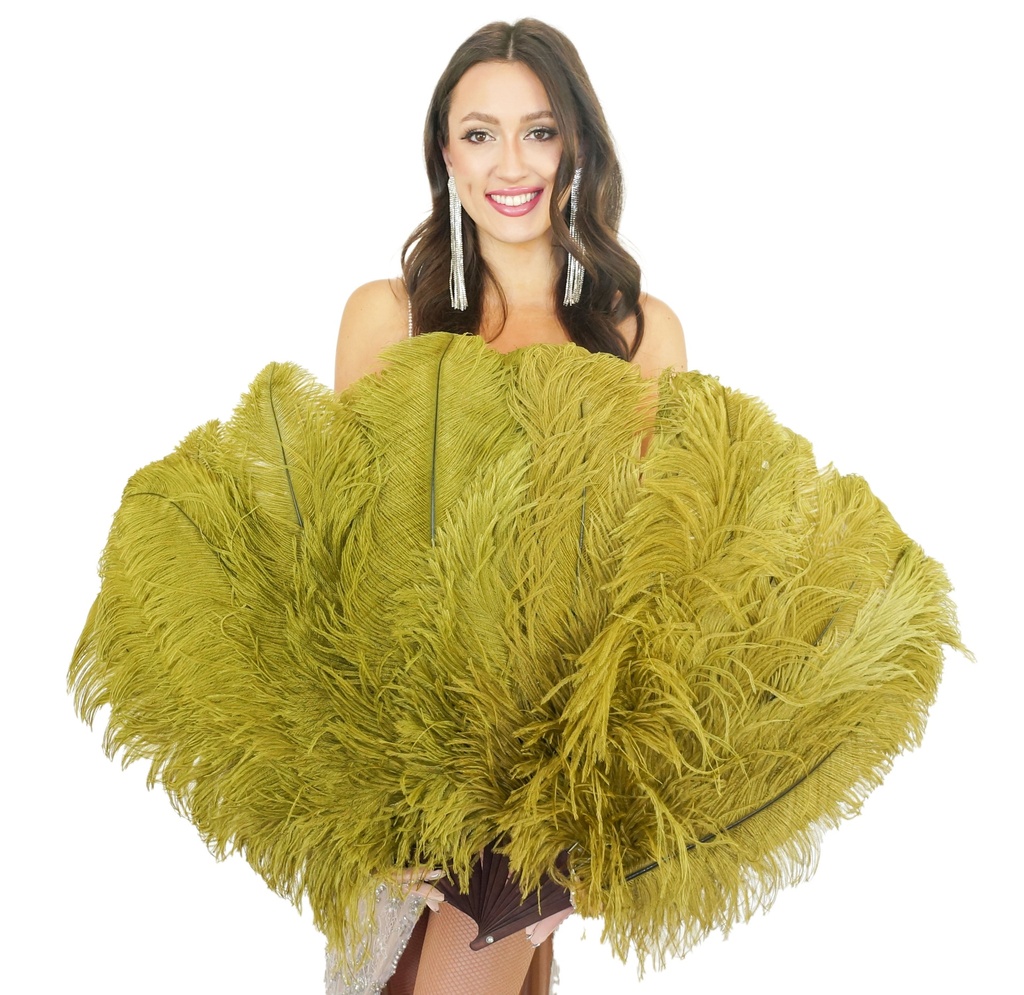 Ostrich Prime Quality Fan 24 x 42 inch --Olive