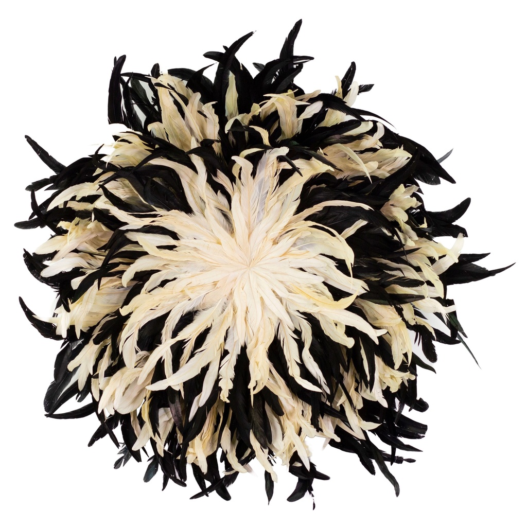 Juju Hat Coque Feather Wall Art 18 inch Wood Base   29-30 inch DIA --Black/Beige