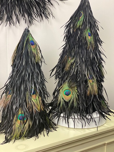 [TRSGBSS-P18--BL] Goose Biot/Peacock Eye Slip Cover Tree 18 inch --Black