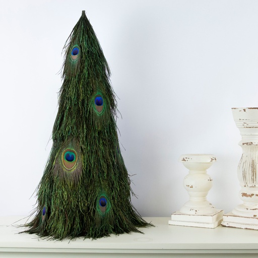 [TRSPF24P--N] Peacock Flue & Eye Tree 24 inch --Natural