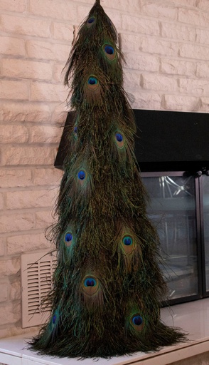[TRSPF40P--N] Peacock Flue & Eye Cover Tree 42 inch --Natural