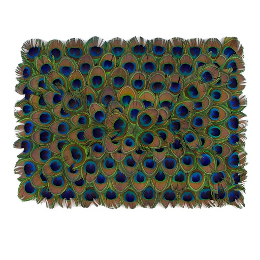[FHD011--N] Feather Placemat Peacock 16 x 14 inch --Natural