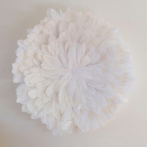 [WHD-JUJUGP16--W] Juju Hat Pallet Feather Wall Art 16 inch Wood Base   24-26 inch DIA --White