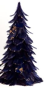 [TRGC12-2--NY-GO] Feather Tree With Glitter Tips 12 inch -- --Navy/Gold Glitter