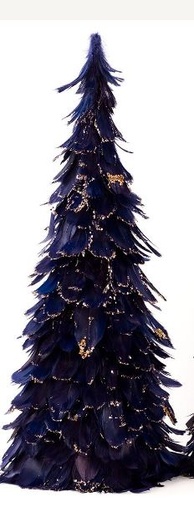 [TRGC24-2--NY-GO] Goose Coquille Tree W/Glitter 24 inch --Navy/Gold Glitter