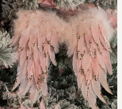 [OWING10-2--CHP-GO] Angel Wing Ornament Tipped With Glitter 9 x 10 inch --Champage/Gold Glitter