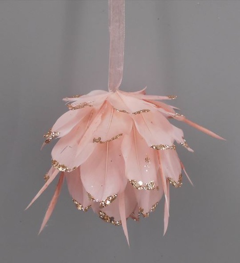 [OGC4-2--CHP-GO] Ornament Ball Tipped With Glitter 4 inch --Champagne/Gold Glitter