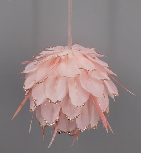 [OGC6-2--CHP-GO] Ornament Ball Tipped With Glitter 6 inch --Champagne/Gold Glitter