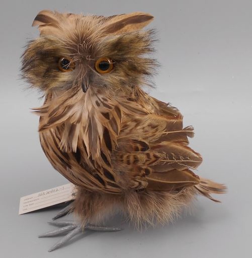 [BOWL7X8--N-BN] Feather Owl Decor 7 x 8 inch --Natural Brown