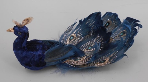 [O-CLP-BIRD9--NY] Bird Ornament Clip 9 inch --Navy/Gold