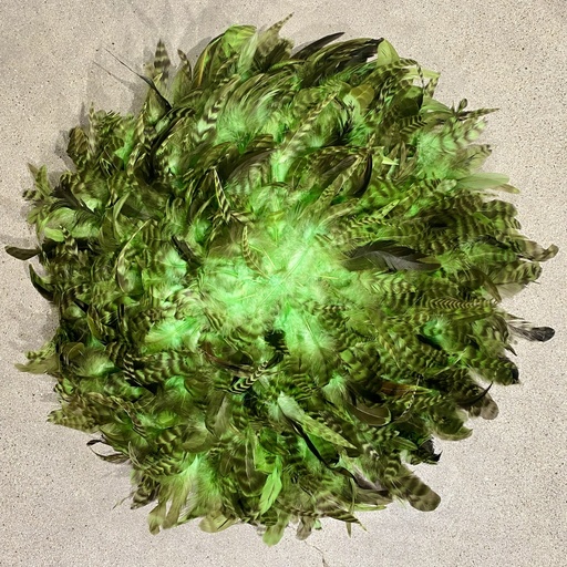 [WHD-JUJUFCXCSG16--LM] Rooster Coque Striped Juju Inspired 16 inch Base --Lime