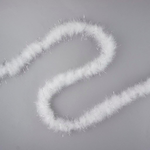 [5-F15L--W-LS] Marabou Craft Boa With Lurex 2yd --White/Silver Lurex
