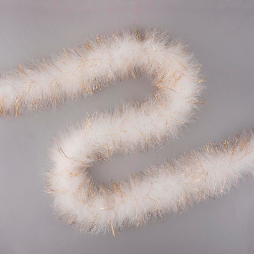 [5-H18L--W-LGO] Marabou Boa Medium Weight With Lurex 2yd --White/Gold Lurex