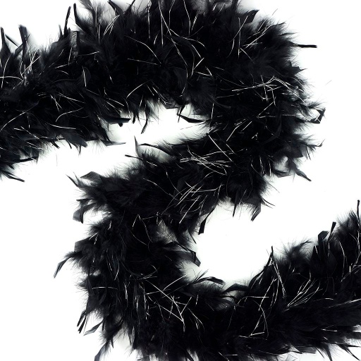[5-SF40L--BL-LS] Chandelle Boa Light Weight With Lurex 2yd --Black W/Silver Lurex