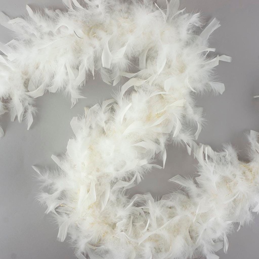 [5-SF40L--W-LGO] Chandelle Boa Light Weight With Lurex 2yd --White W/Gold Lurex