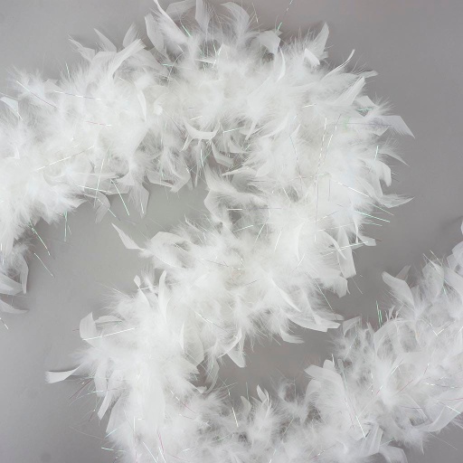 [5-SF40L--W-LOP] Chandelle Boa Light Weight With Lurex 2yd --White W/Opal Lurex