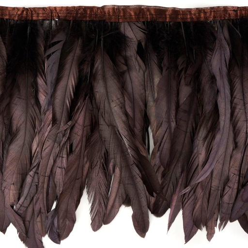 [FCQND10--BN-IRID] Rooster Coque Fringe With Bias 8-10 inch   1yd Bolt --Brown Iridescent