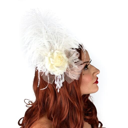 [FCF-VICTORIAN--IV] Victorian Ostrich Fascinator  --Ivory