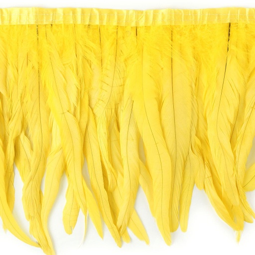 [FCQND12--BY] Rooster Coque Fringe With Bias 10-12 inch   1yd Bolt --Bright Yellow