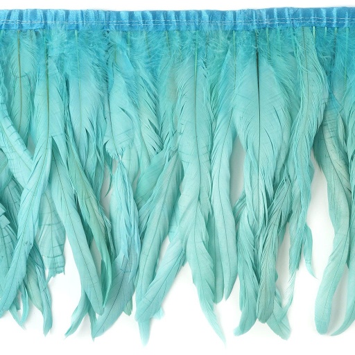 [FCQND12--LT] Rooster Coque Fringe With Bias 10-12 inch   1yd Bolt --Light Turquoise