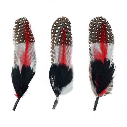 [BP5237--BL-R-W-N] Hackle/GuineaTurkey Trim 5-6 inch   3PC PKG --Black/Red/White/Natural
