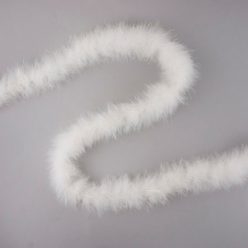 [5-H18L--W-LOP] Marabou Boa Medium Weight With Lurex 2yd --White/Opal Lurex