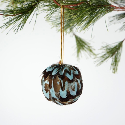 [O2VPD--CB] Venery Pheasant Ornament Dyed 2 inch --Country Blue