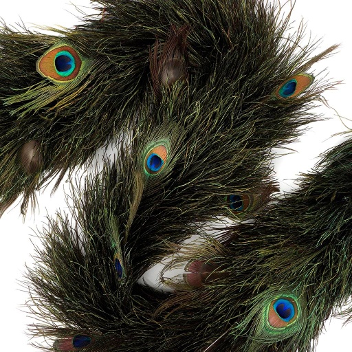 [5-FBXN-P15--N] Peacock Flue Boa W/Peacock Eyes 12-14 inch Diameter 2YD --Natural Iridescent