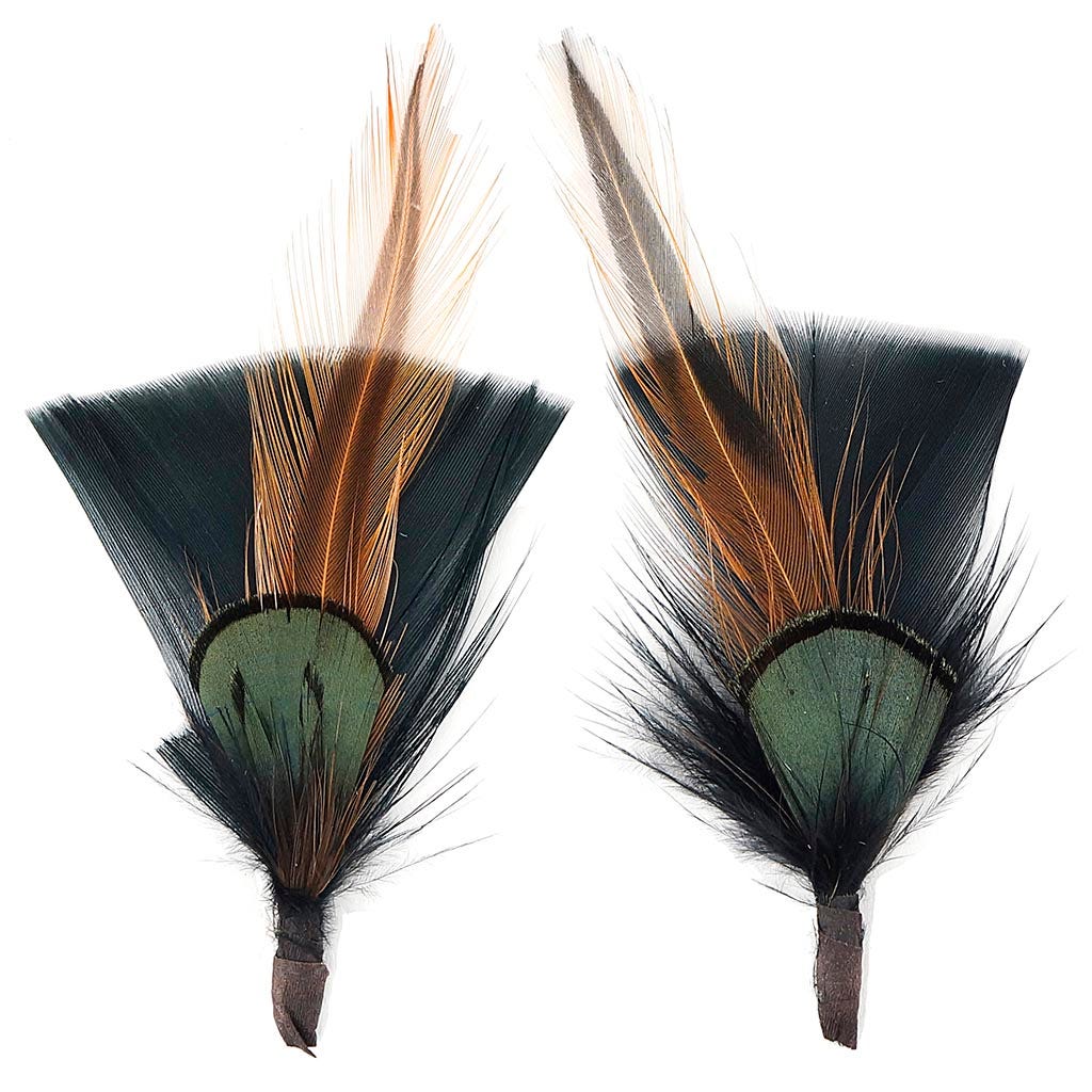 Pheasant Turkey Hackle Hat Trim 2pc Pkg --black Natural 