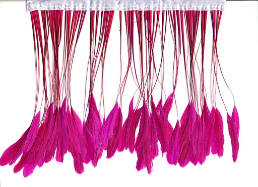 [BFCQNBD8--SP] Rooster Stripped Coque Bleached Fringe With Bias 6-8 inch   1/4yd --Shocking Pink