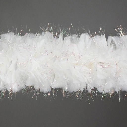 [5-TB40L--W-LOP] Turkey Boa With Lurex 8-10 inch Diameter   2yd --White W/Opal Lurex