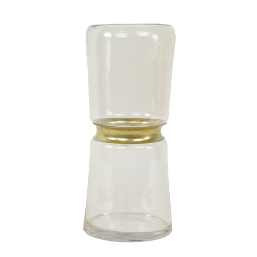 [VASE-TIER-9--SMKBN] Tiered Vase 10.5 inch --Smoke Brown W/Gold Ring