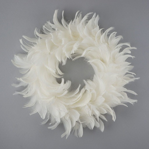 [WRGC18-2--W-OP] Goose Coquille Wreath 18 inch Diameter --White Tipped Opal Glitter